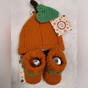 Little Me Pumpkin Knit Hat & Booties